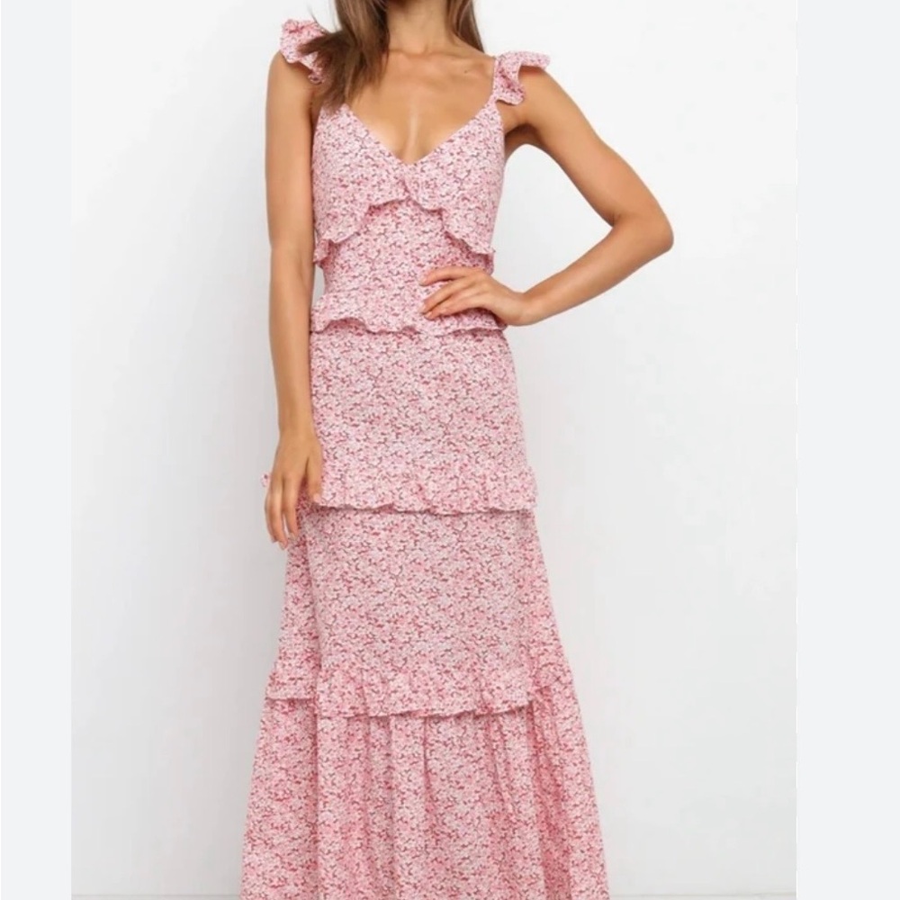 Petal & Pup Pink Floral Ruffle Tiered Maxi
